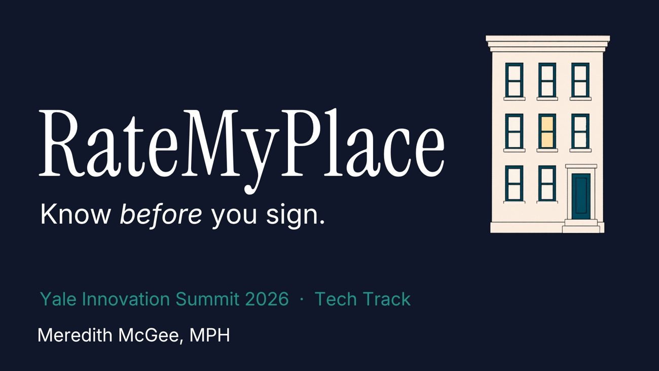 RateMyPlace pitch deck title slide, "Know before you sign"